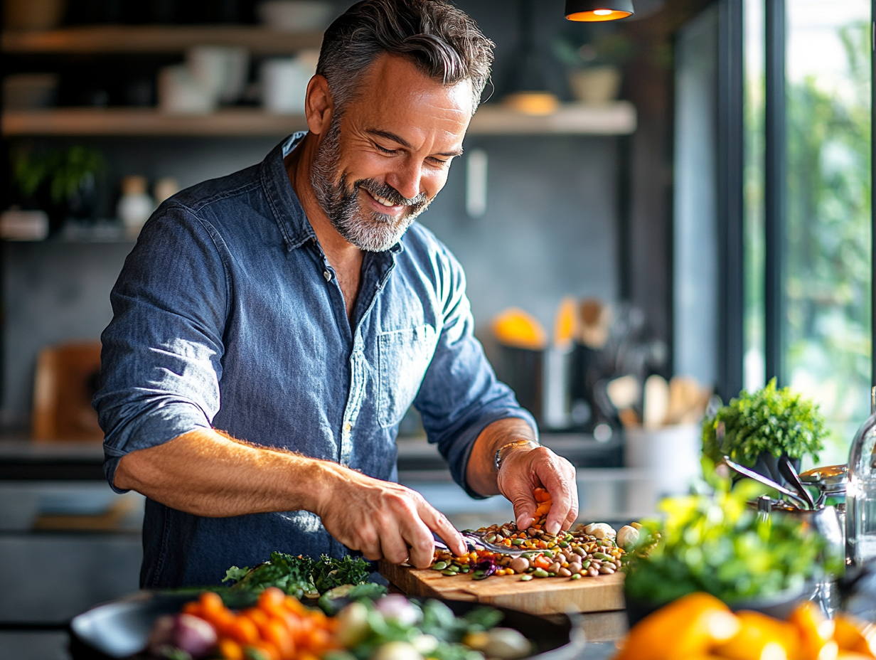 Чоловік середнього віку в активному житті
